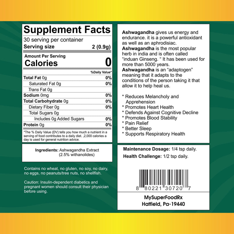 Ashwagandha - 2 Oz Powder - Mysuperfoodrx