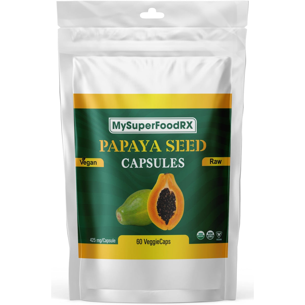 MySuperFoodRX Detox - Papaya Seed Powder Capsules - 60 Capsules - Mysuperfoodrx
