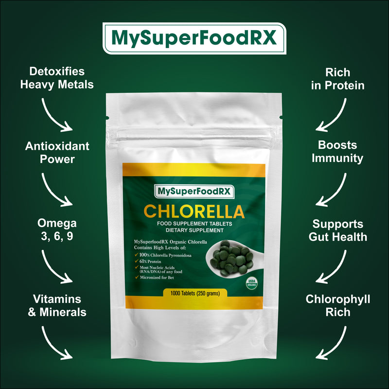 100% Organic Chlorella - 1000 Vegan Tablets
