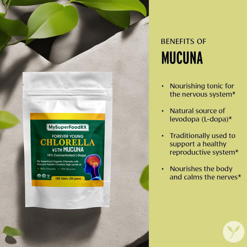 MySuperFoodRX 90% Chlorella 10% Mucuna Tablets