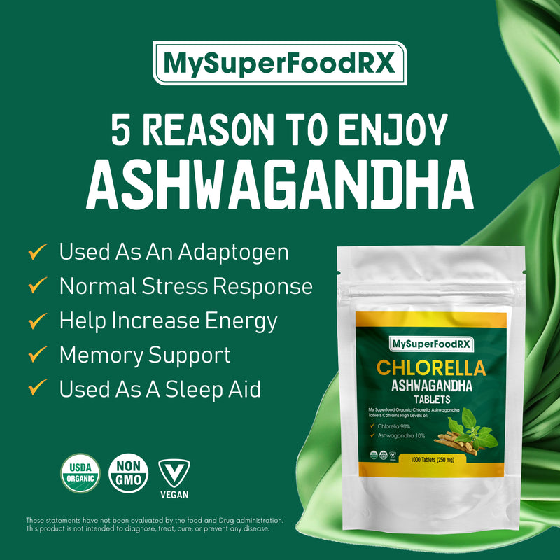 90% Chlorella 10% Ashwagandha Tablets