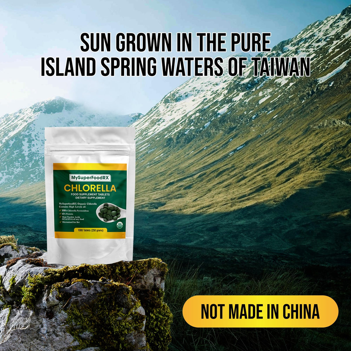 100% Organic Chlorella - 1000 Vegan Tablets - Mysuperfoodrx