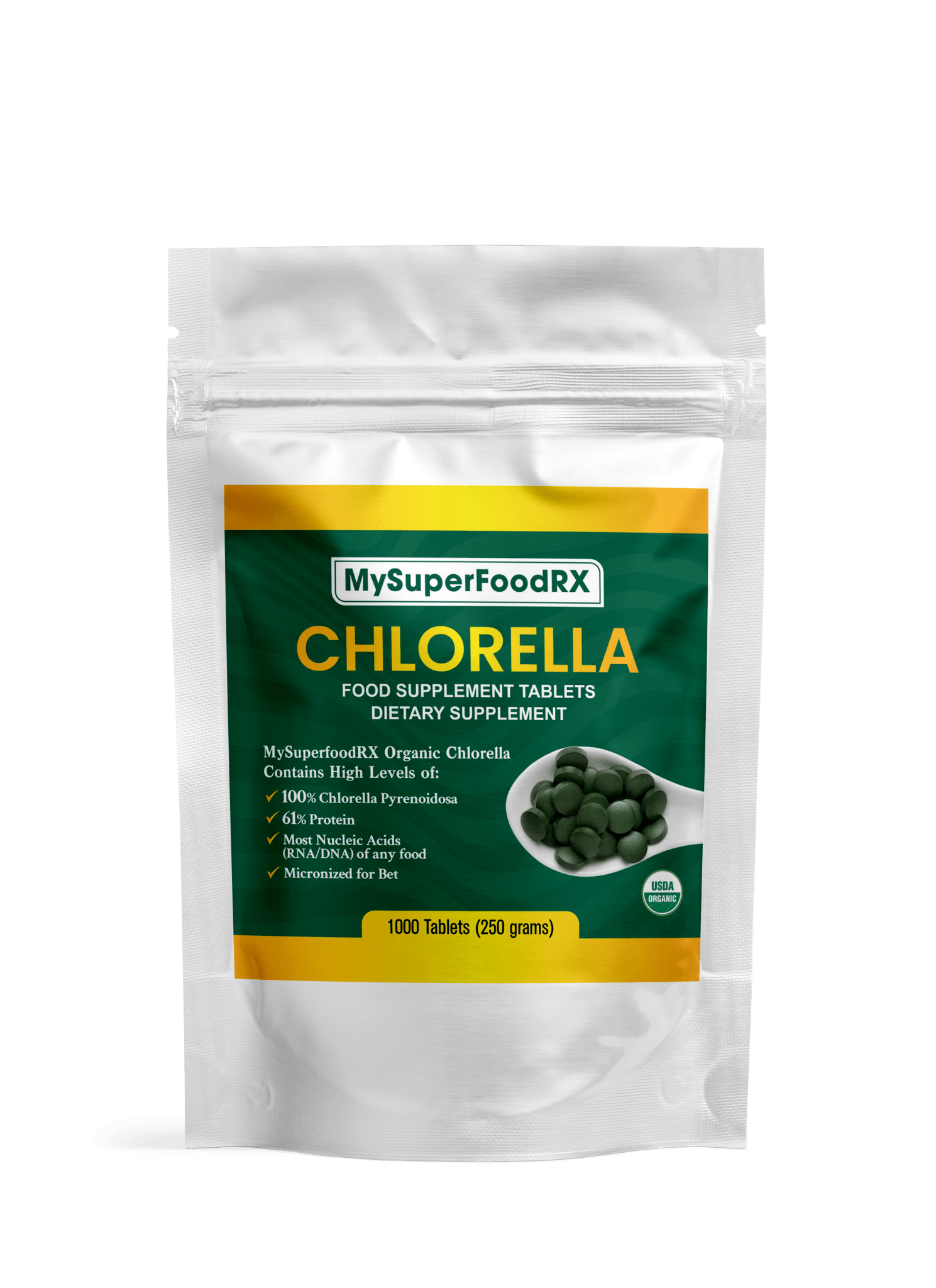 100% Organic Chlorella - 1000 Vegan Tablets - Mysuperfoodrx