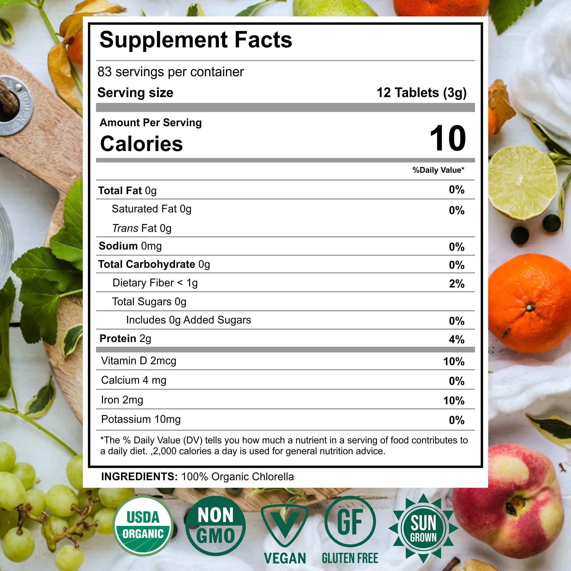 100% Organic Chlorella - 1000 Vegan Tablets - Mysuperfoodrx