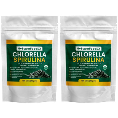 100% Organic Chlorella/Spirulina 50/50 Blend - 1000 Tablets
