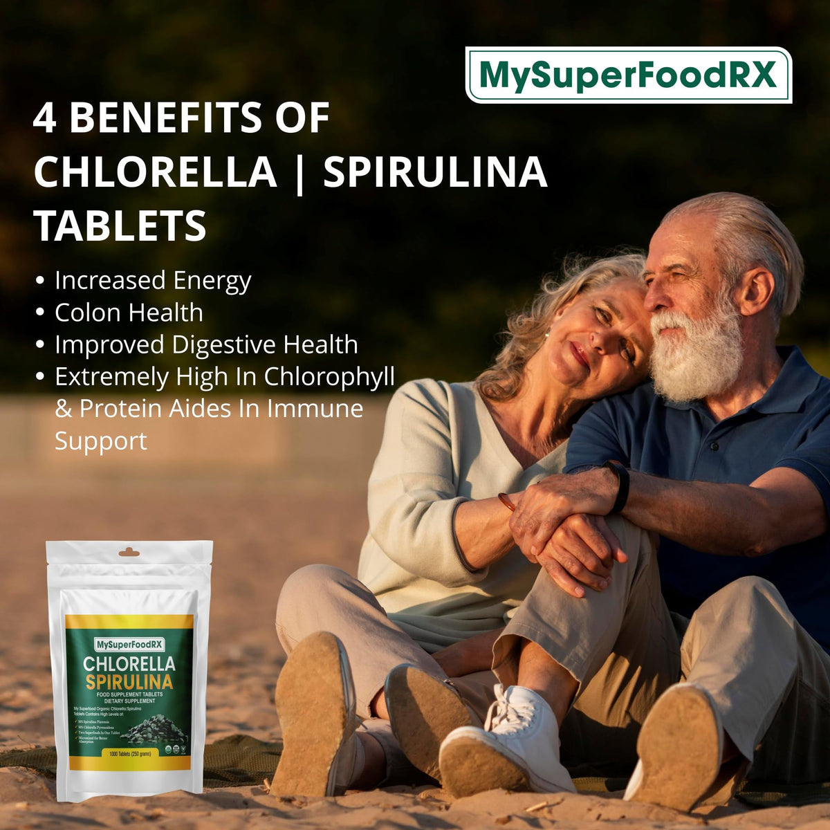 100% Organic Chlorella/Spirulina 50/50 Blend - 1000 Tablets - Mysuperfoodrx