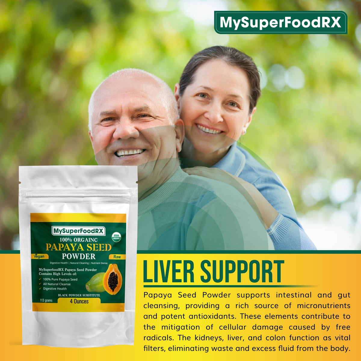 100% Organic Papaya Seed Powder - Antioxidant - Rich, Liver &amp; Kidney Support - Mysuperfoodrx