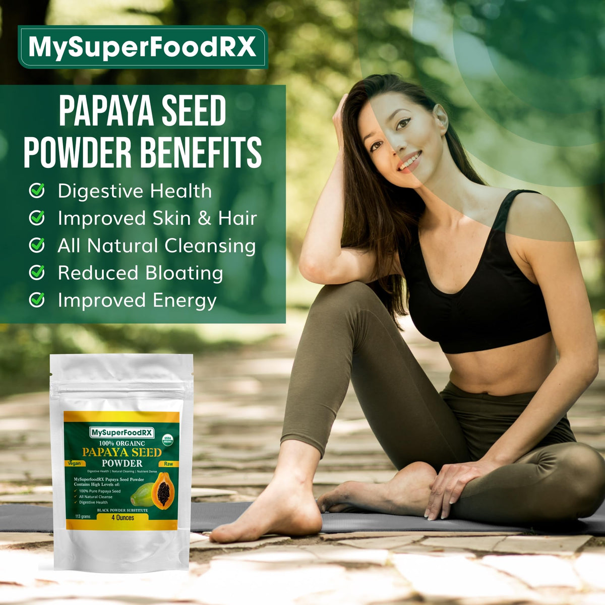 100% Organic Papaya Seed Powder - Antioxidant - Rich, Liver &amp; Kidney Support - Mysuperfoodrx