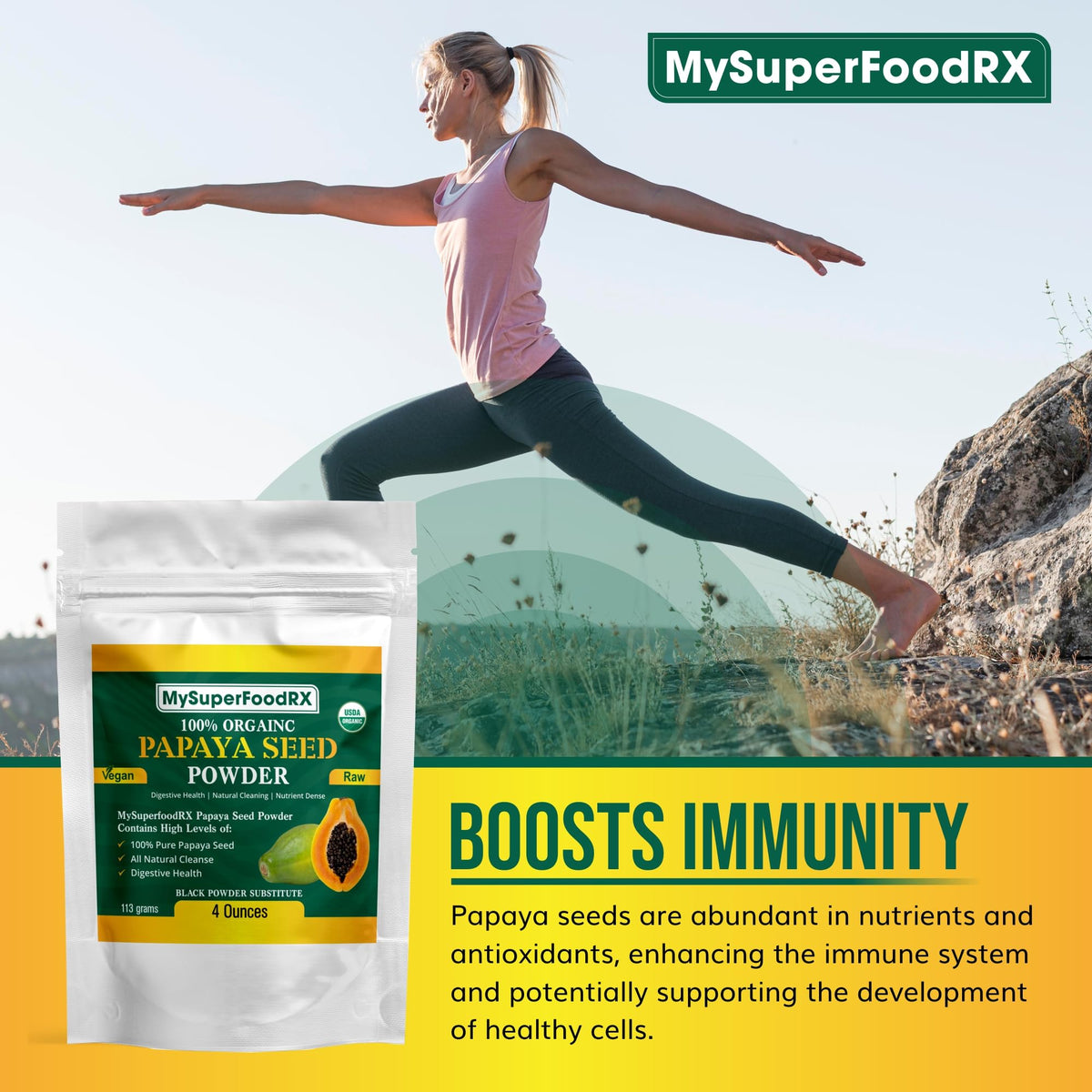 100% Organic Papaya Seed Powder - Antioxidant - Rich, Liver &amp; Kidney Support - Mysuperfoodrx
