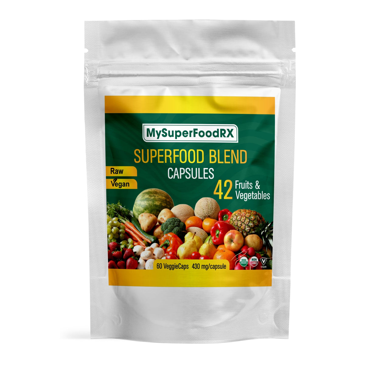 42 Superfood Blend Capsules - 60 Capsules: Fruits &amp; Vegetables Capsules - Mysuperfoodrx