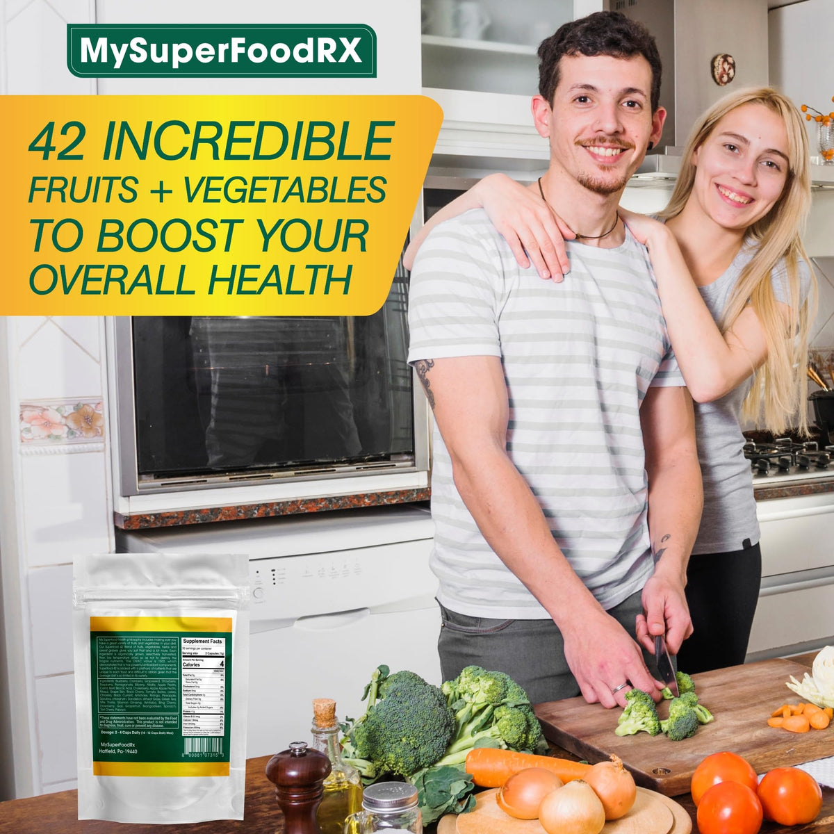 42 Superfood Blend Capsules - 60 Capsules: Fruits &amp; Vegetables Capsules - Mysuperfoodrx