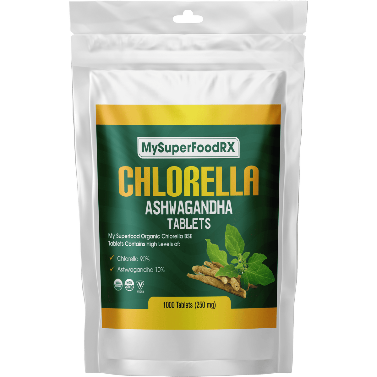 90% Chlorella 10% Ashwagandha Tablets - Mysuperfoodrx