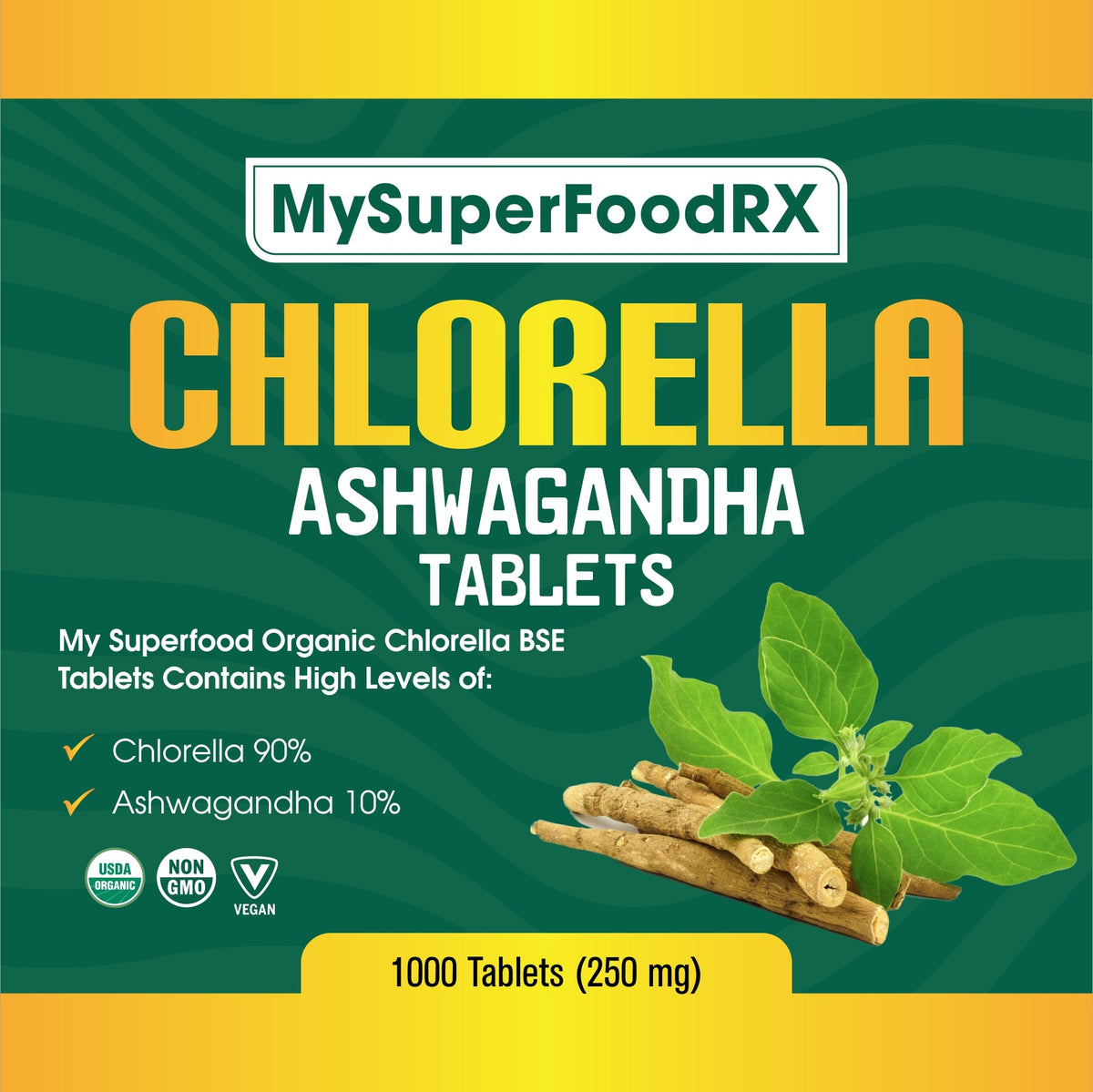 90% Chlorella 10% Ashwagandha Tablets - Mysuperfoodrx