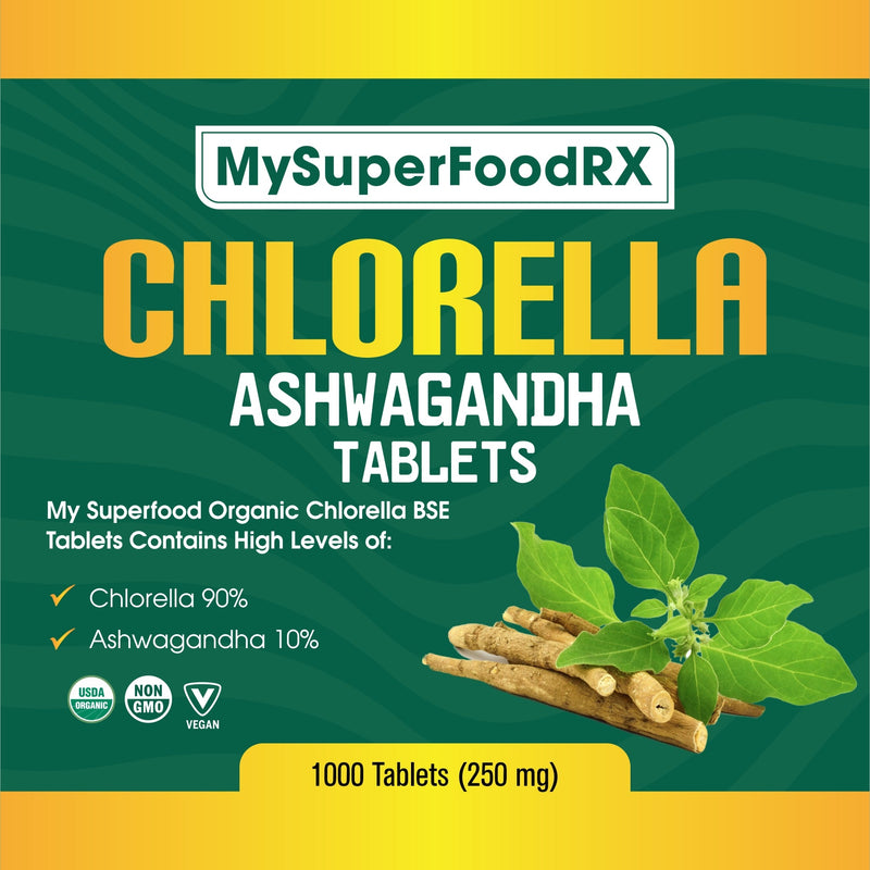 90% Chlorella 10% Ashwagandha Tablets - Mysuperfoodrx