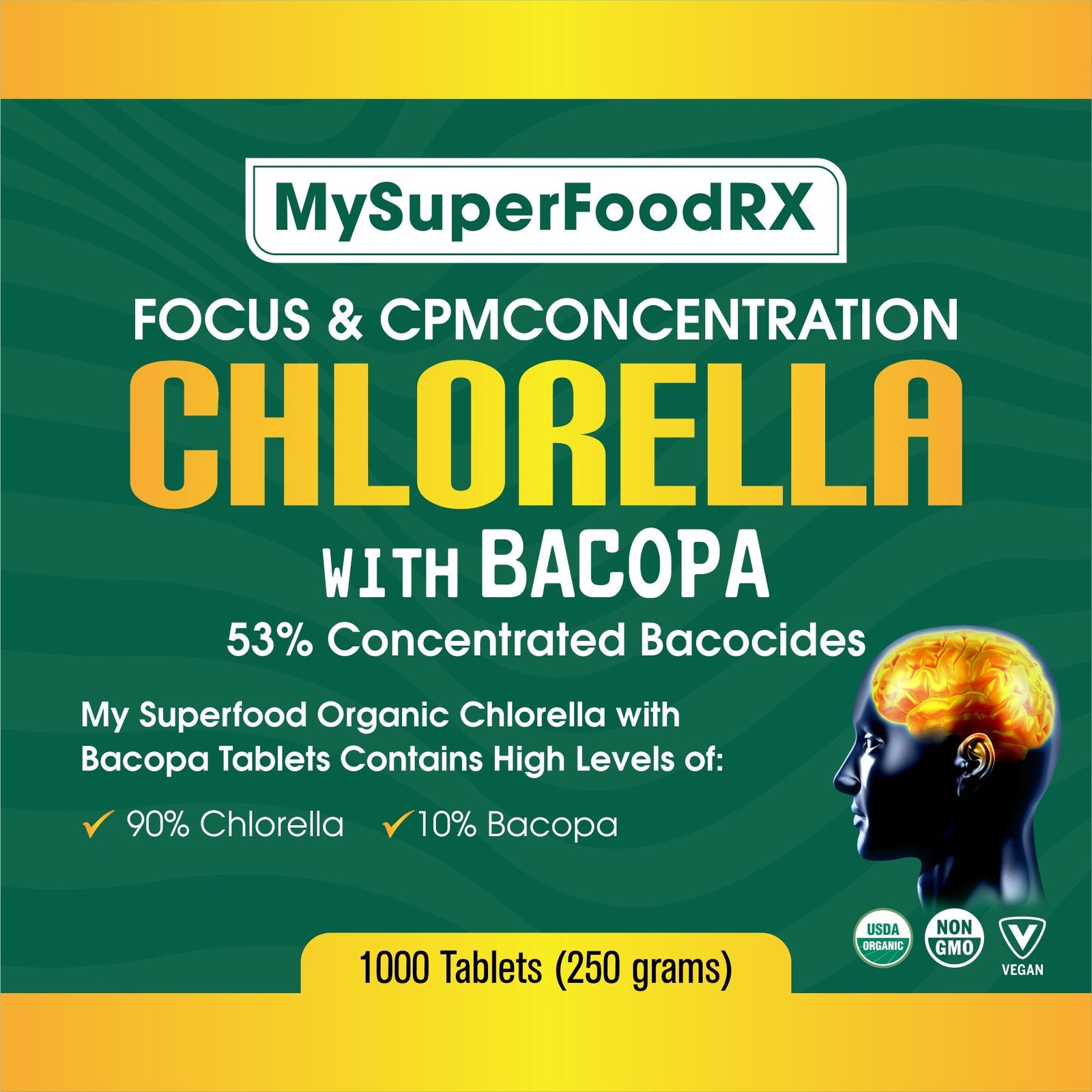 90% Chlorella 10% Bacopa Tablets - Mysuperfoodrx