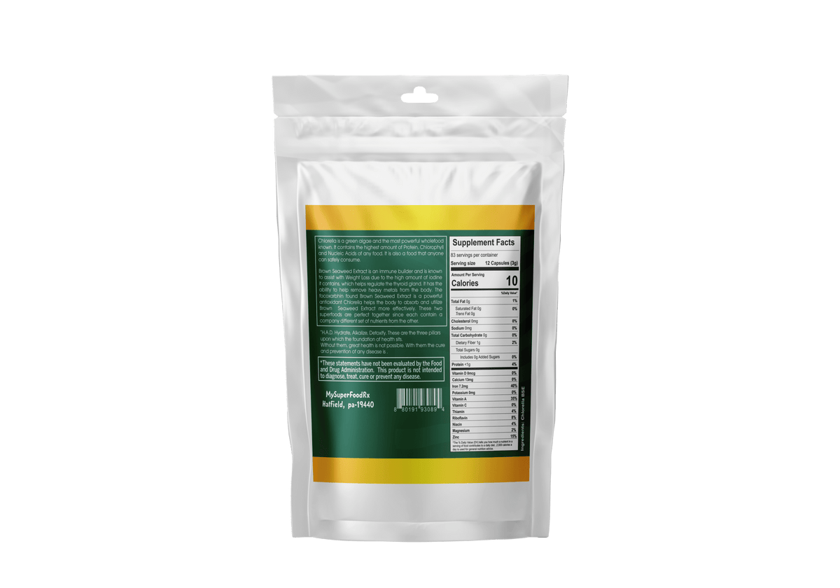 90% Chlorella 10% Brown Seaweed Extract Tablets - Mysuperfoodrx