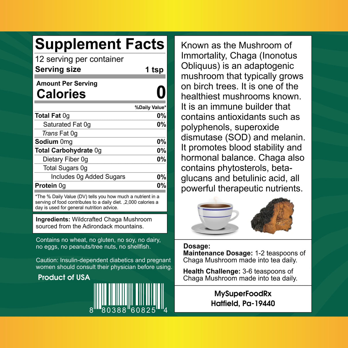 a label for a supplement for a variety of foods