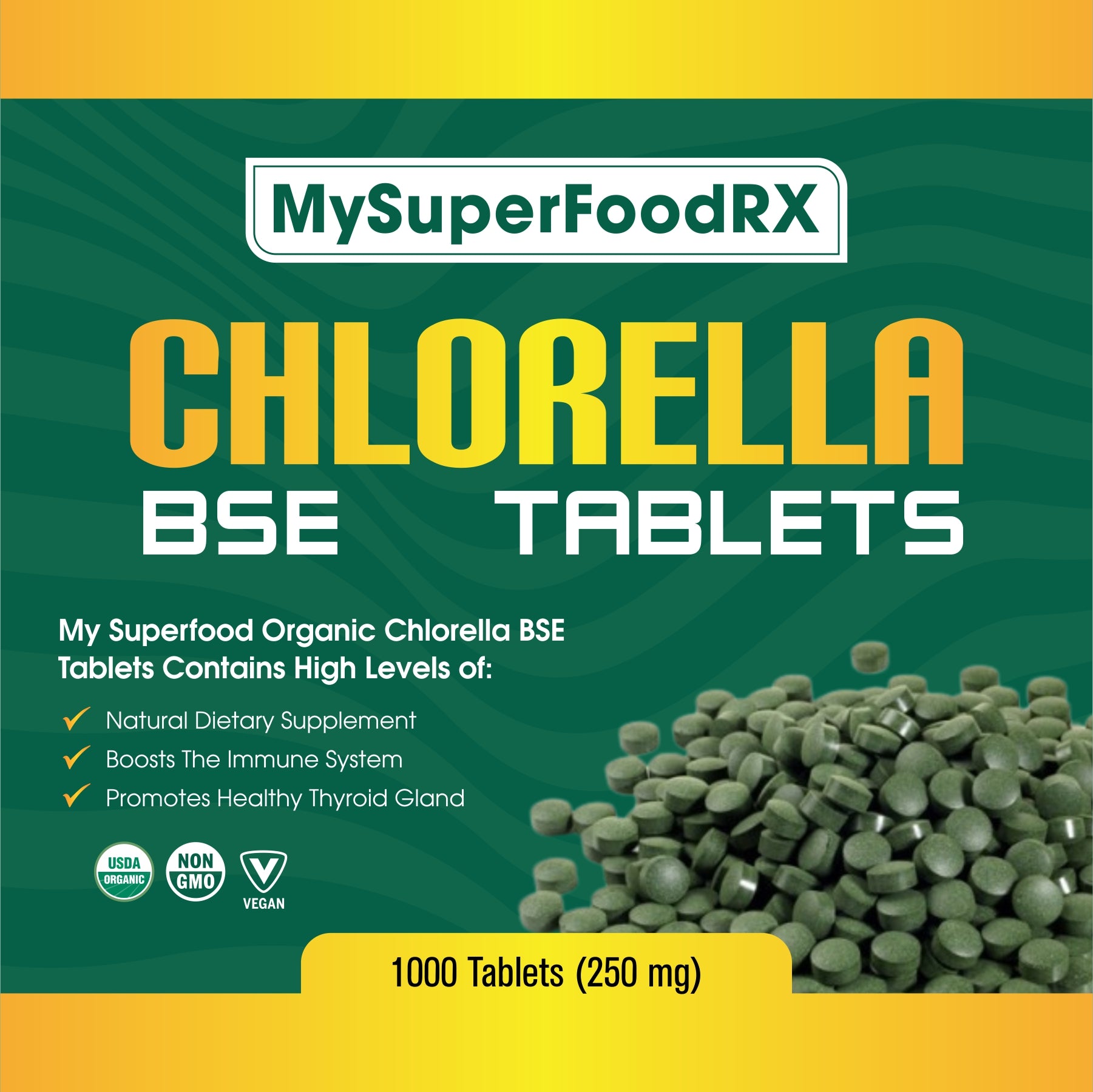a bottle of my superfood rx cholorella bse tablets