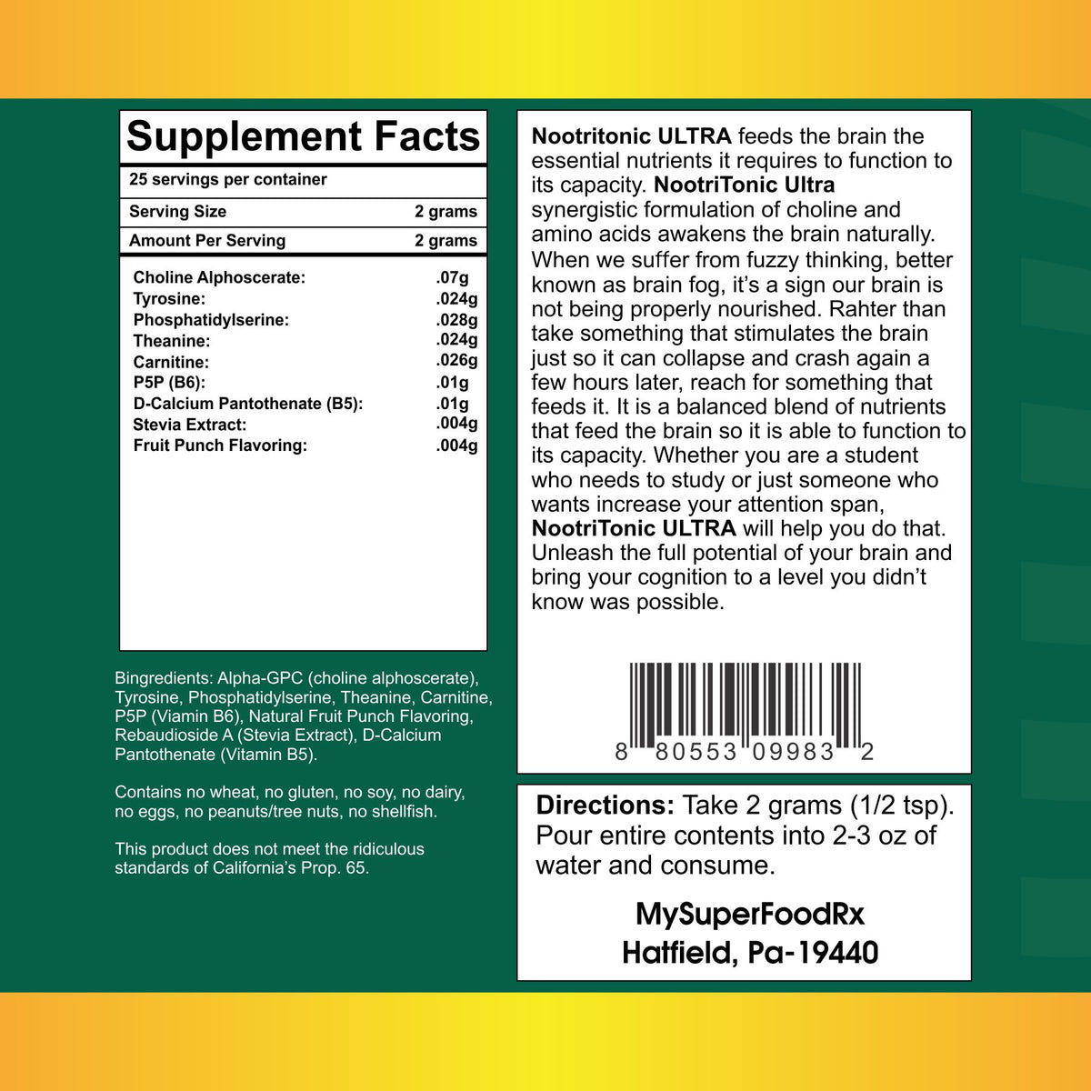 a label for a vitamin supplement