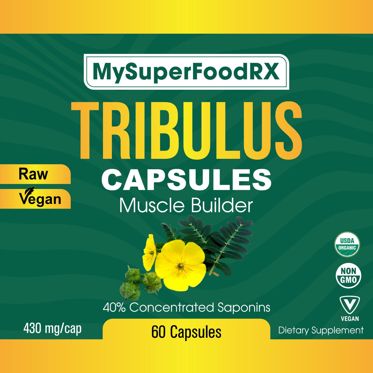 the label for my superfood rx tribulus capsules muscle builder