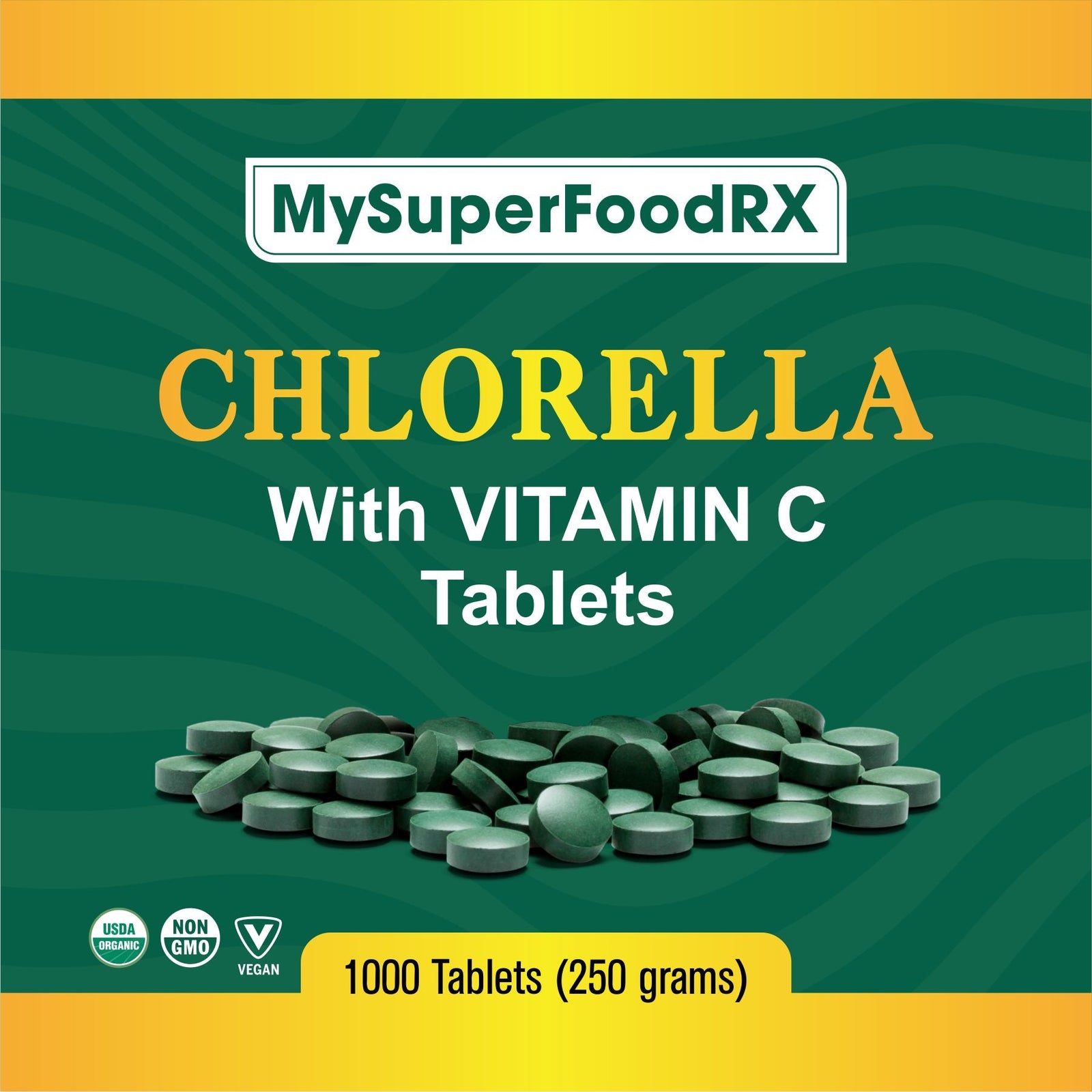 Chlorella Tablets with Vitamin C - Nutrient - Rich Superfood | Highest Protein & Chlorophyll | Immune Support & Collagen Synthesis - Mysuperfoodrx