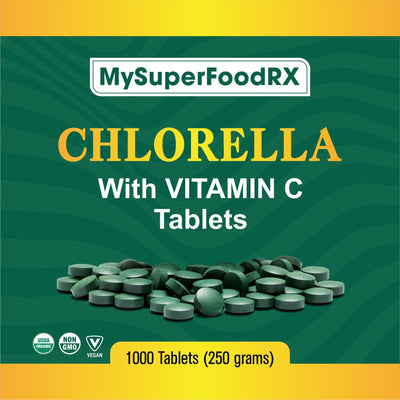 Chlorella Tablets with Vitamin C - Nutrient-Rich Superfood | Highest Protein & Chlorophyll | Immune Support & Collagen Synthesis