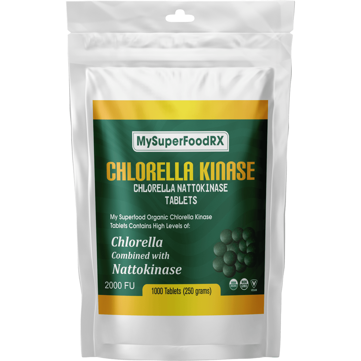 Chlorellakinase Tablets - Chlorella With Nattokinase (10%) - Mysuperfoodrx