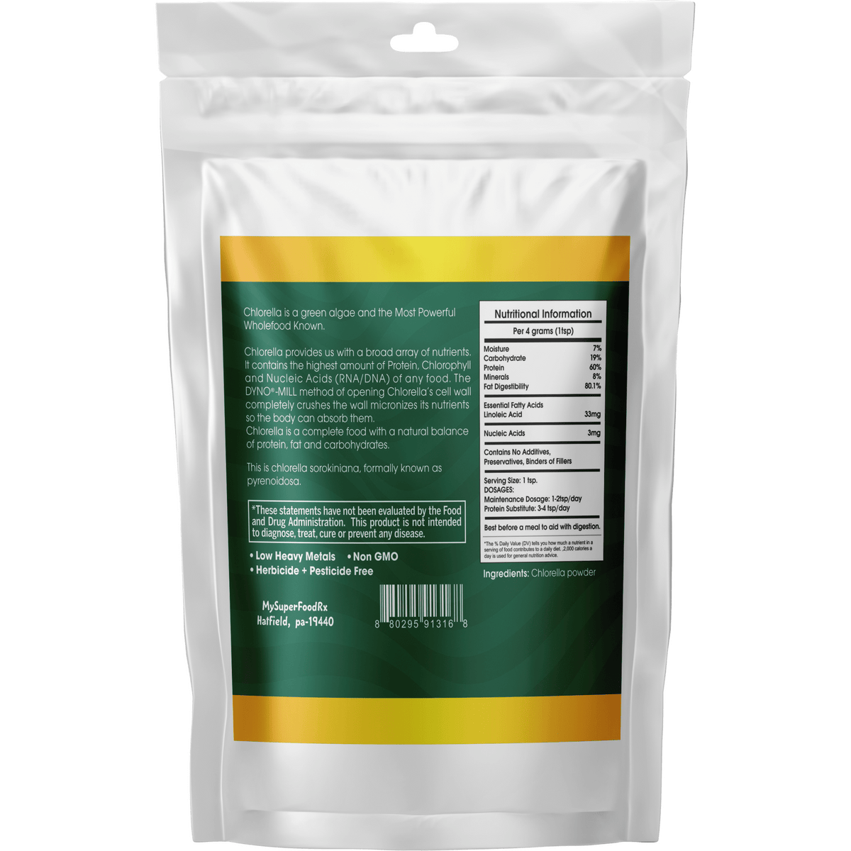 DynoMill 100% Chlorella Powder 250g - Mysuperfoodrx