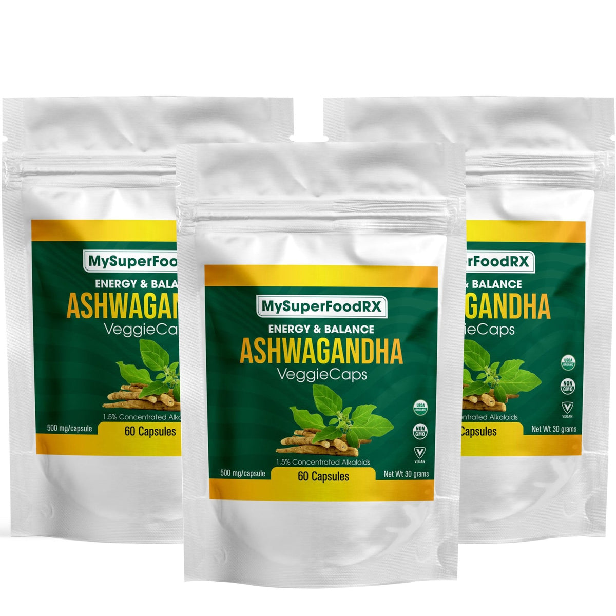 Energy &amp; Balance Ashwagandha 60 Capsules - Mysuperfoodrx