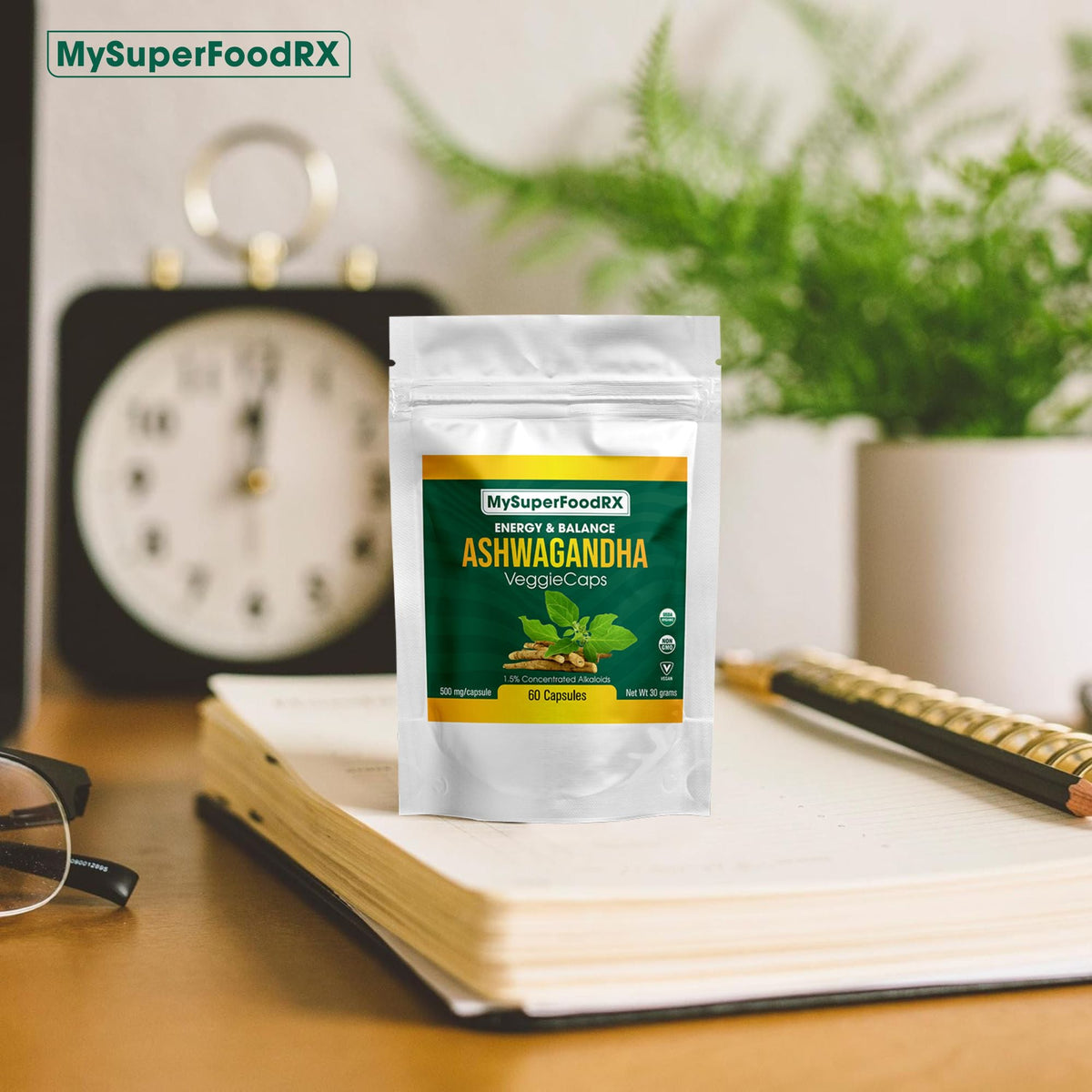 Energy &amp; Balance Ashwagandha 60 Capsules - Mysuperfoodrx