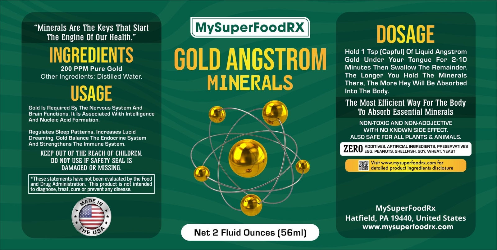 Gold Angstrom Minerals 2oz Bottle - Mysuperfoodrx