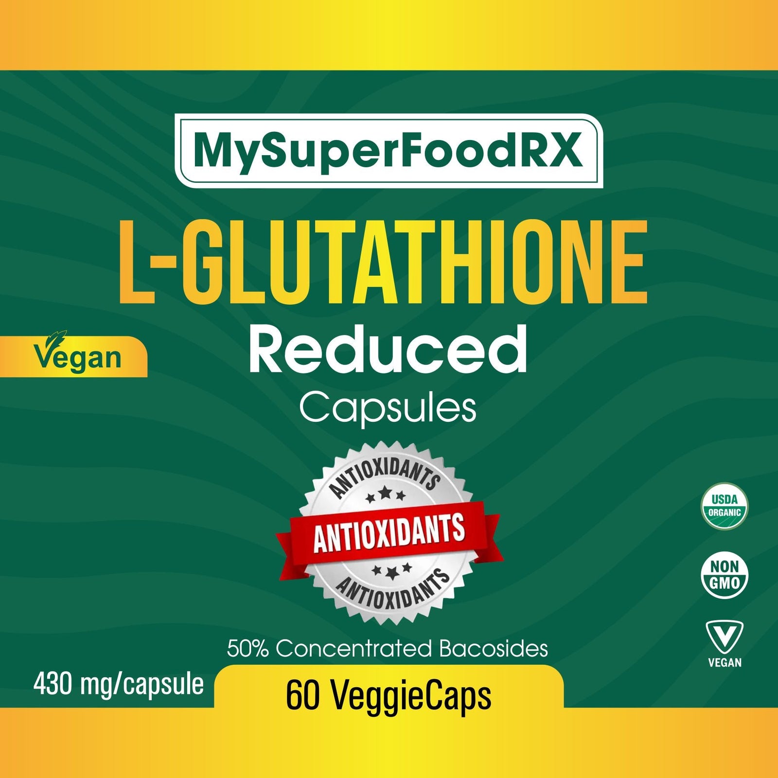 L - Glutathione Reduced 60 Capsules - Antioxidant Supplement for Cell Health - Mysuperfoodrx