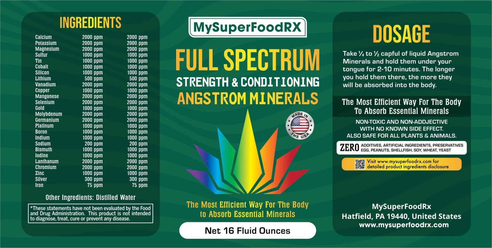 MySuperFoodR Full Spectrum Minerals - Strength & Conditioning - 16oz - Mysuperfoodrx