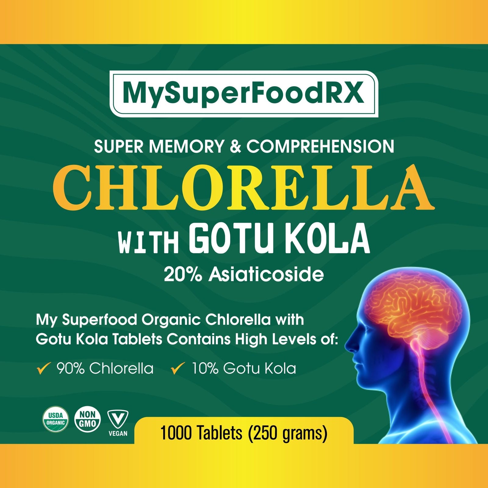 MySuperFoodRX 90% Chlorella 10% Gotu Kola Tablets - Mysuperfoodrx