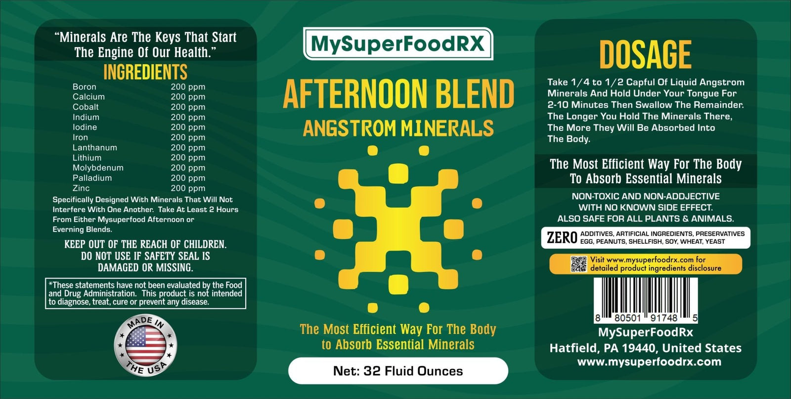 MySuperFoodRX Angstrom Minerals - Afternoon Blend (32 oz. Bottle) - Mysuperfoodrx