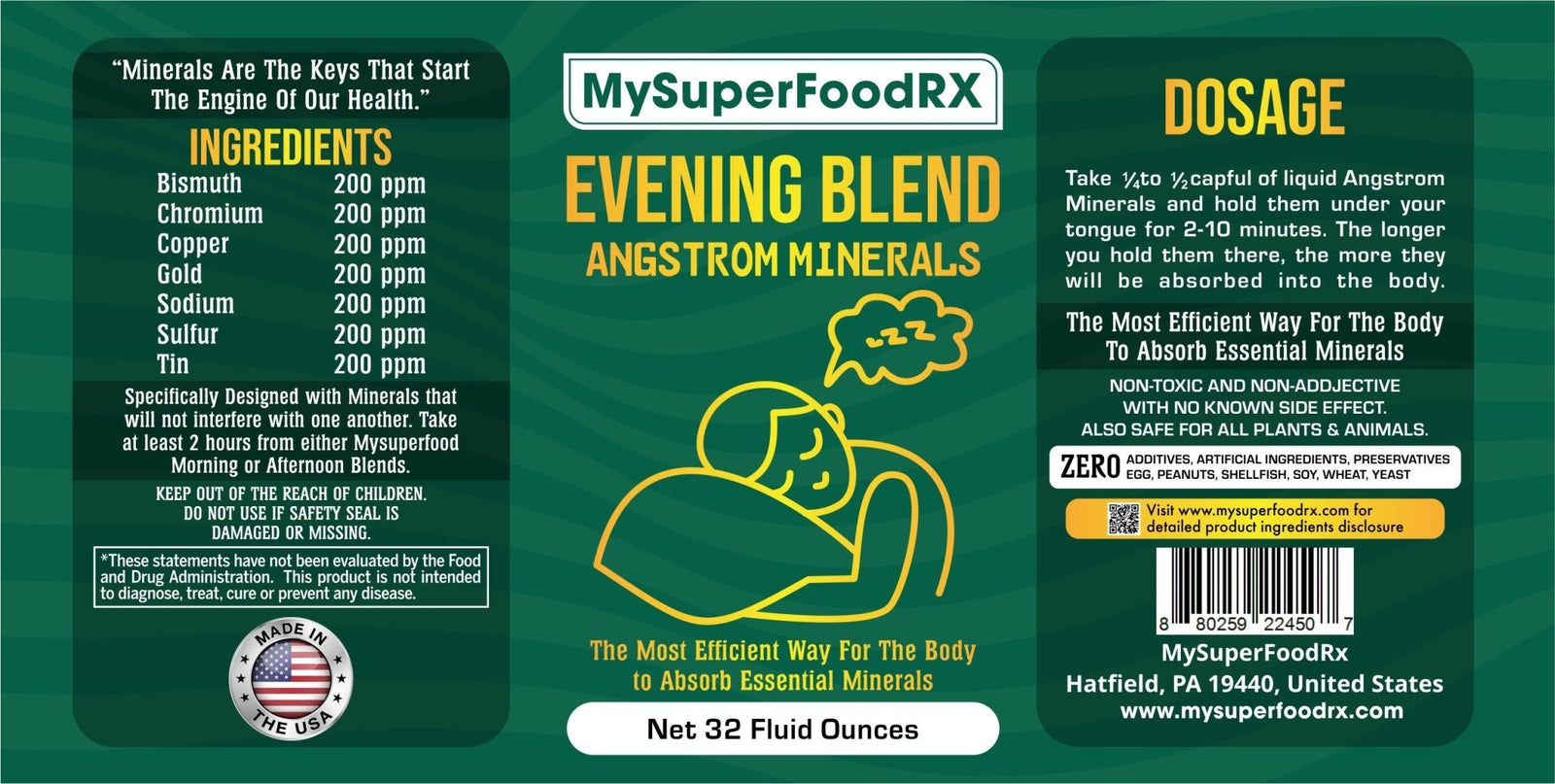 MySuperFoodRX Angstrom Minerals - Evening Blend (32 Oz. Bottle) - Mysuperfoodrx