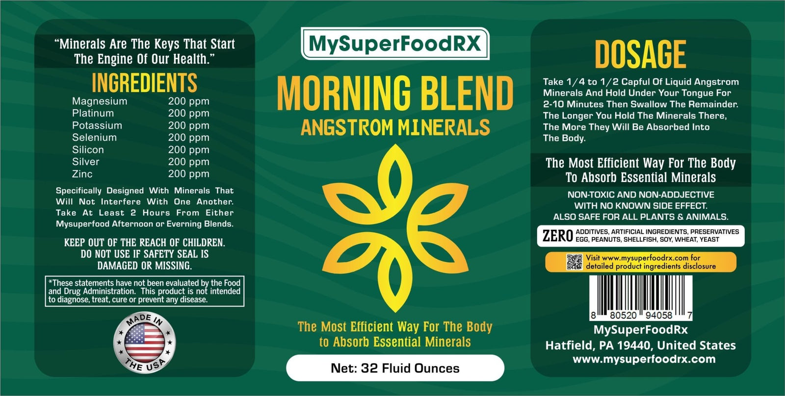 MySuperFoodRX Angstrom Minerals - Morning Blend (32 oz. Bottle) - Mysuperfoodrx