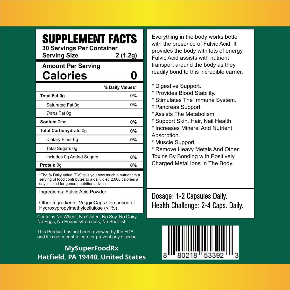 MySuperFoodRX Fulvic Acid Capsules - Mysuperfoodrx