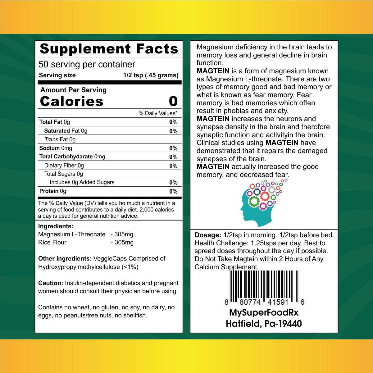 MySuperFoodRX Magtein Powder (2 oz) - Mysuperfoodrx