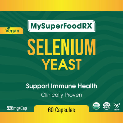 MySuperFoodRX Selenium Yeast Capsules - Immune Support & Antioxidant - 60 Count