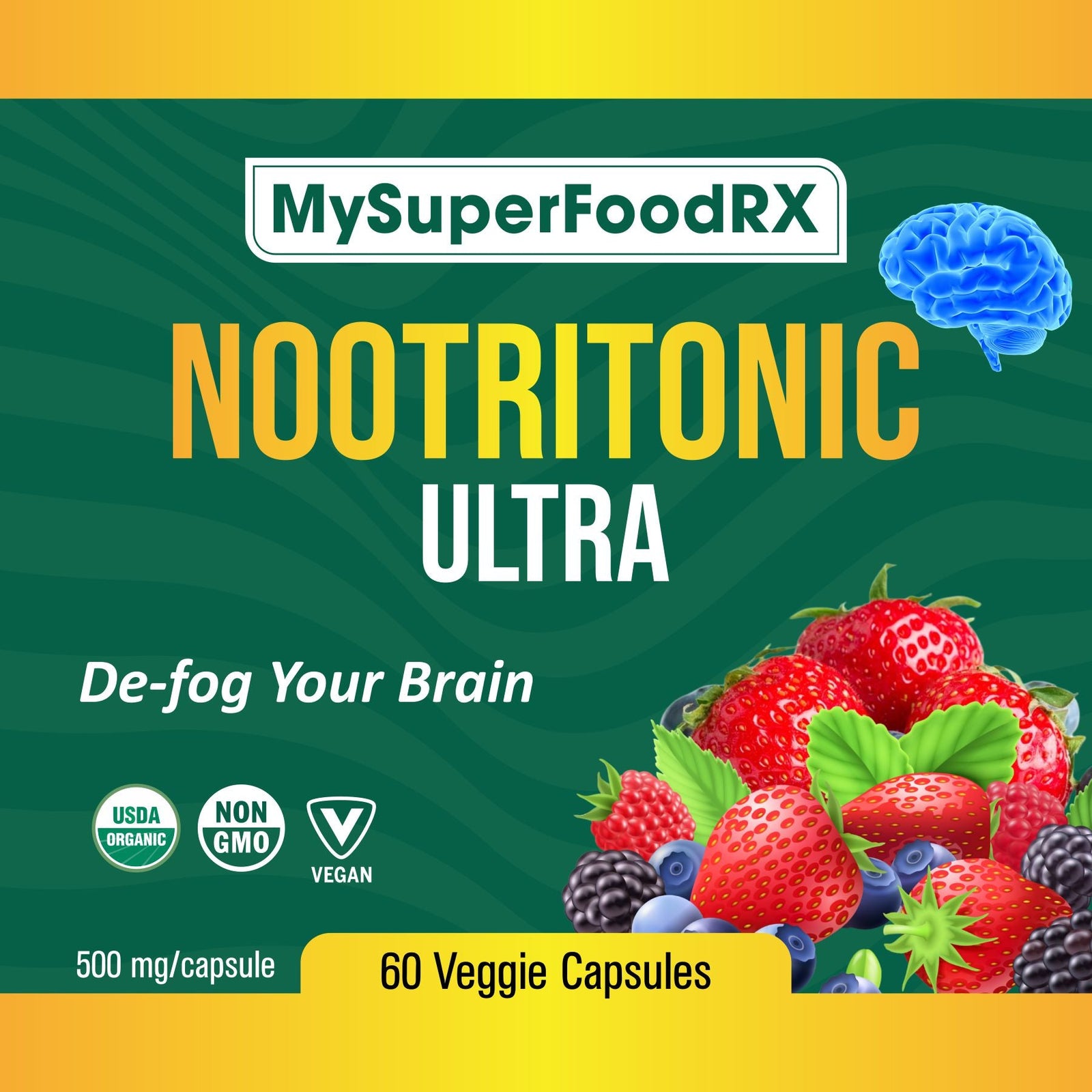 NootriTonic Ultra Brain Booster 60 Capsules - Mysuperfoodrx