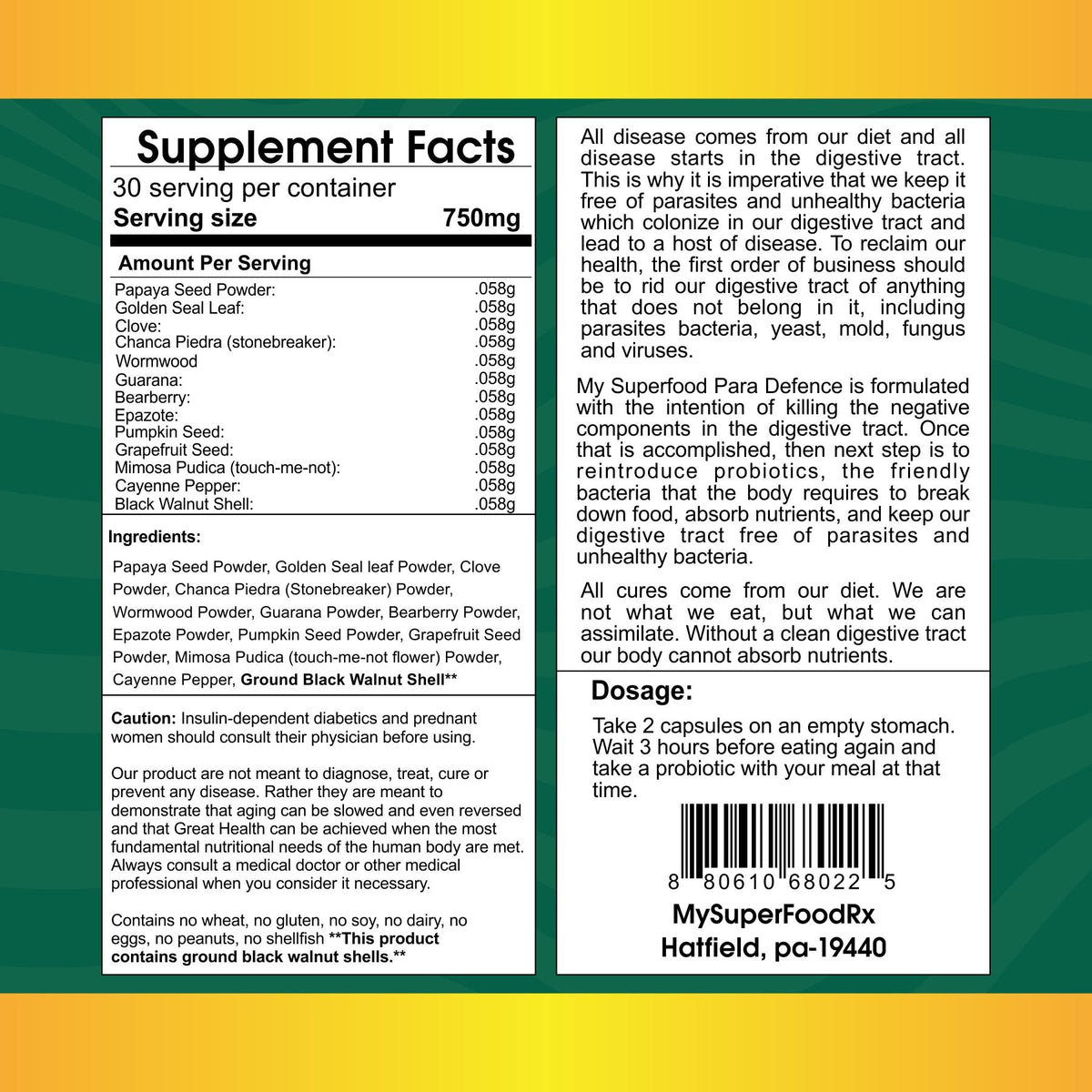 Para Defence Formula - Powerful Digestive Support Solution, 60 Capsules - Mysuperfoodrx