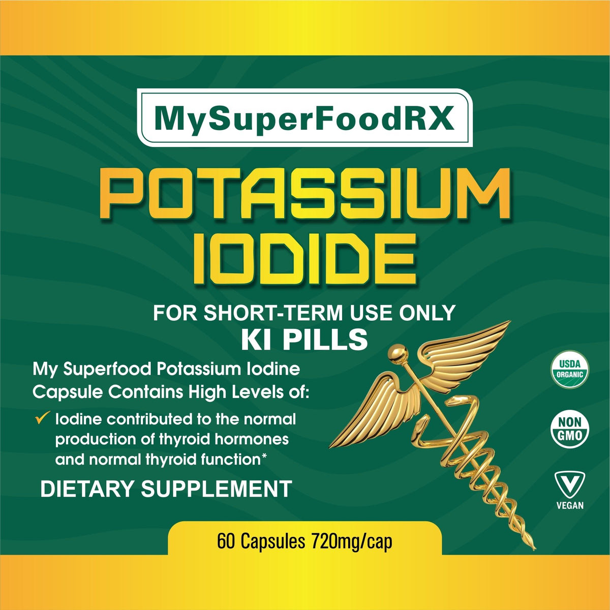 Potassium Iodide W/ Maltodextrin 60 Capsules (720mg) - Mysuperfoodrx