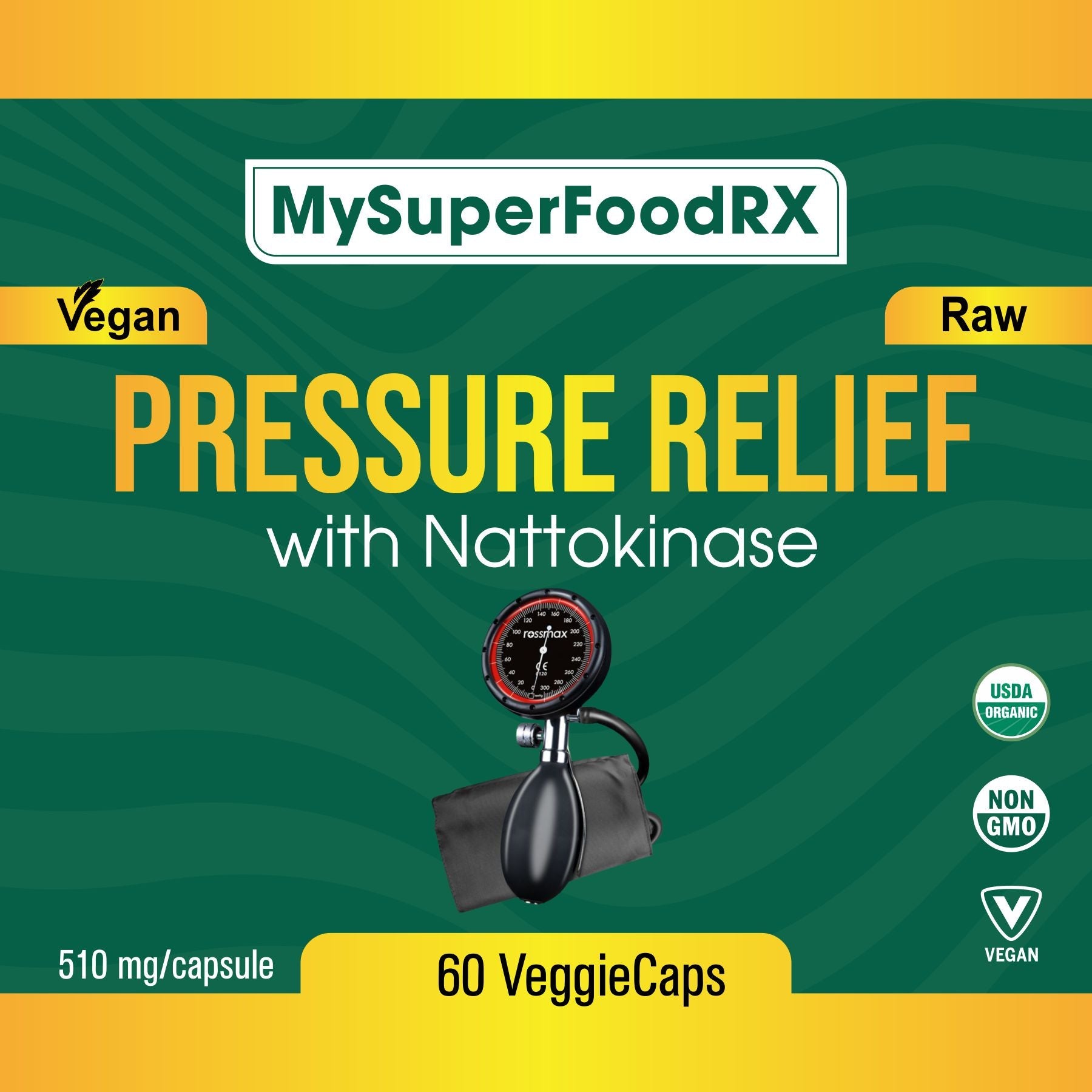 Pressure Relief with Nattokinase - Arterial Support & Improved Circulation - 60 Capsules - Mysuperfoodrx