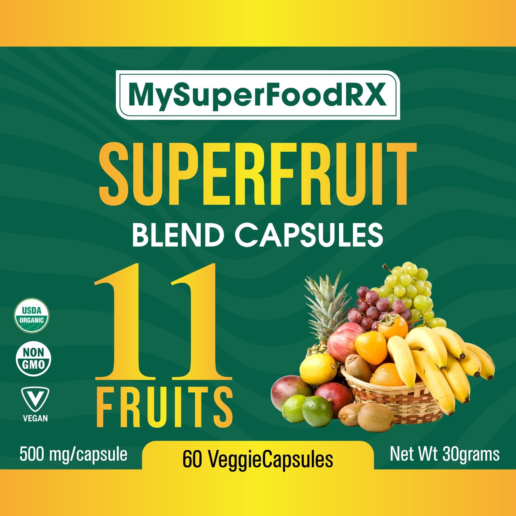 SuperFruit 11 Blend Capsules - Boost Immunity & Vitality with Acai, Elderberry, Goji, & More - Mysuperfoodrx