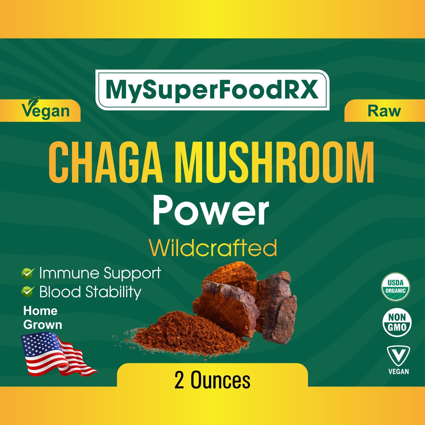 Wildcrafted Chaga Mushroom Powder - Immune Boosting Supplement - 2 Oz - Mysuperfoodrx